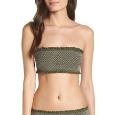 Smocked Bandeau Bikini Top, Main, color, OLIVE SARMA