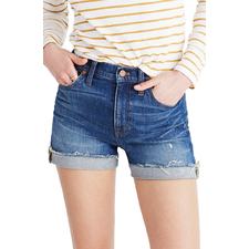 High Rise Cuffed Denim Shorts, Main, color, GLEN OAKS