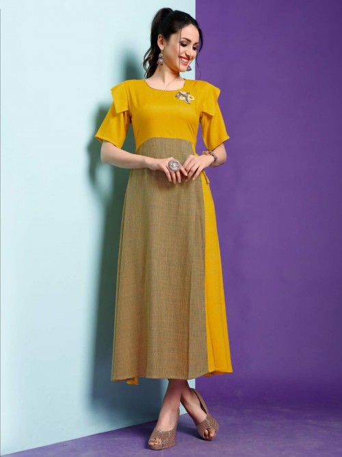 Enchanting Yellow Cotton Kurti
