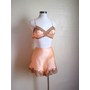 1930s Peach Bralette and Tap Shorts  30s SILK SATIN LINGERIE Set