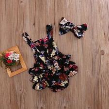 April Floral Romper Jumpsuit   Headband 24M Mollycoddle Me Baby Girl Rompers mollycoddle-me.myshopify.com Mollycoddle Me