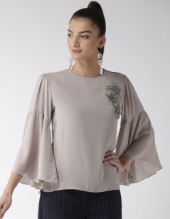 Madame - Grey Textile Top