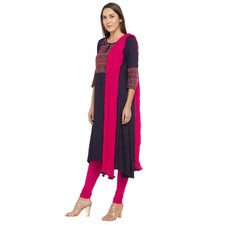 Womens Round Neck Embroidered Churidar Suit