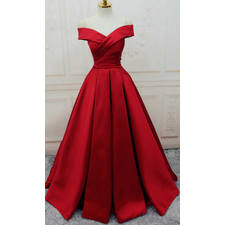 Off Shoulder Cross Revers Neckline Red Ball Gowns KSP524