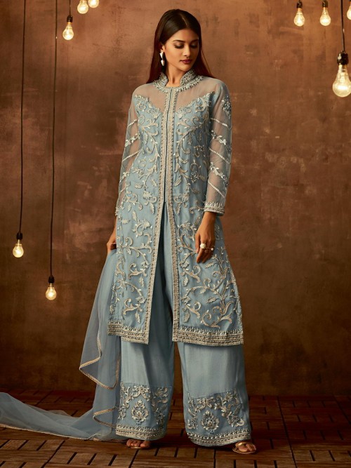 Superior Sky Blue Net Palaz...