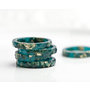 Teal Resin Stacking Ring Gold Flakes Thin Faceted Ring OOAK boho minimalist jewelry deep teal emerald petrol blue rusteam
