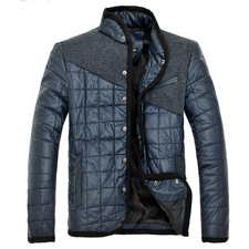 New Mens Fashion Casual Hit Color Stitching Navy Leather Jacket For 2013 Winter