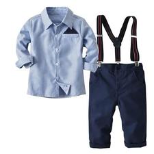 Long Sleeves Shirt Children Suspender Trouser Set - beginnings-lifestyle