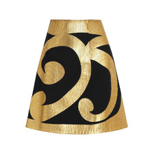 MarniFaux leather-appliquéd woven skirt