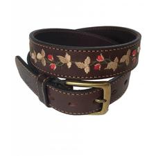 ''Las Flores'' 100% Argentine Leather Embroidered Polo Belt with Waxed Threads