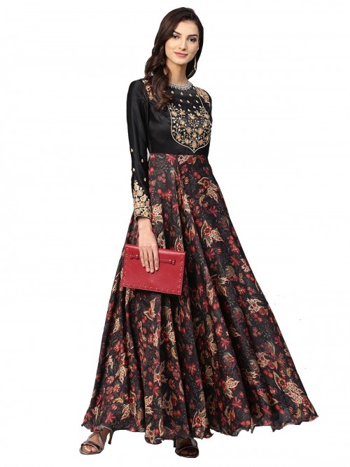 Black Thread Embroidered Dress
