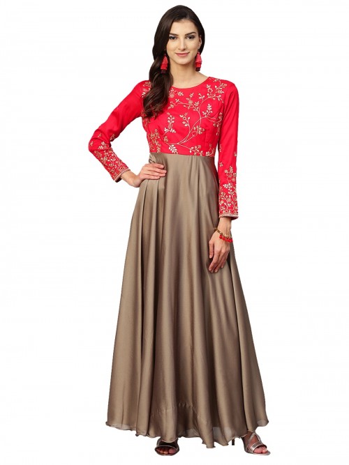 Red Thread Embroidered Dress