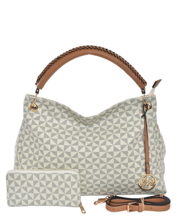 Leatherette Handbag (Beige)