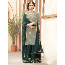Green Embroidered Palazzo Suit