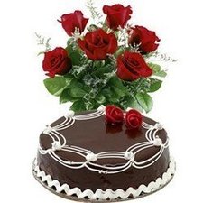 Half kg Chocolate Cake and 10 Red Roses