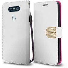 LG G6 H872 - PU Leather Bling Flip Credit Card Wallet - White :: CellPhoneCases.com