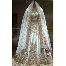 Pastel Blue pure raw silk Bridal Indian wedding Lehenga Choli - bridal lehenga