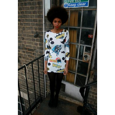 WHITE BATMAN PRINT DRESS