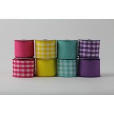 SPR Ribbon Plaids Solid AST PNK LAV YEL BLU 2.5inX3yd