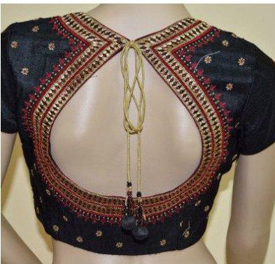 Pot Neck Embroidered Blouse...