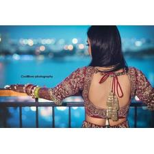 Deep back blouse with tasseled latkan