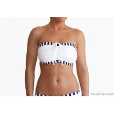 White Plus Size Striped DDD Bikini Top
