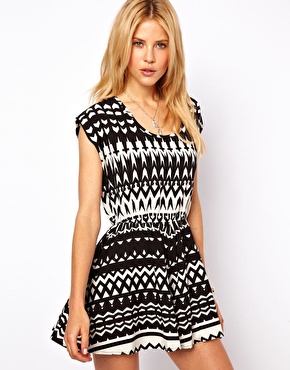 Image 1 of ASOS Playsuit in Monochrome Print