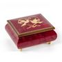 Gorgeous 2 Doves with Heart Ribbon Inlay Red Wine 18 Note Musical Jewelry Box