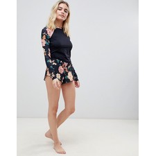  floral volley short in black