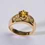 Tidal Uplift Yellow Sapphire Wedding Ring Band in 14k Gold & Diamond Pave
