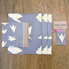 Cranes Pattern Complete Gift Wrap Set