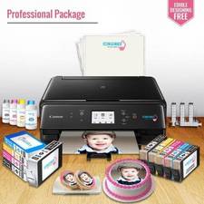 Icinginks™ Professional Edible Ink Printer Bundle Package - Comes with Edible Ink Cartridges, Cleaning Cartridges, Refill Edible Ink (100ml each bottle of 4 colors), 24 Frosting Sheets, Refilling tools