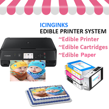 Icinginks™ Edible Image Printer Bundle for Cake Decorations including the latest Canon Pixma TS6120 (Wireless+Scanner) Comes with Edible Cartridges and frosting sheets