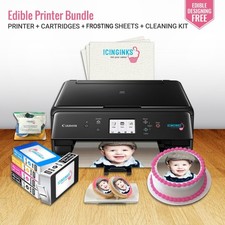 Edible printer bundle for Canon wireless - Edible Ink Cartridges, Frosting Sheets, Edible Cleaning Kit, Free Image Designing Lifetime, Cake Printer, Edible Image Printer by Icinginks