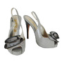 LAMB Sydney Flower Gray Platform Slingbacks
