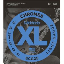 D'addario Ecg25 chrome flat wound strings electric guitar light 12-52