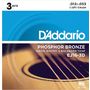 D'addario ej16-3d phosphor bronze string acoustic guitar light 3 sets