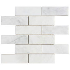 carrara white marble mosaic tile 2x6 brick polished DM-0111-0201