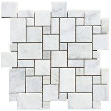 Carrara White Marble Mosaic Tile Versailles Pattern