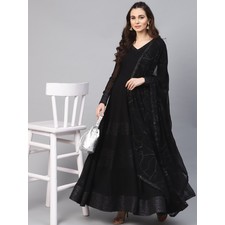Black Georgette Partywear Anarkali Suit