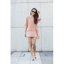 Double Layers Silk Chiffon Sundress in Pink for Summer Women - NC372