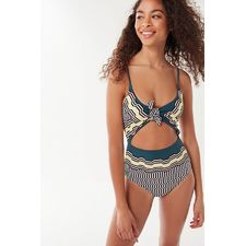  Under Printed Tie-Front One-Piece Swimsuit