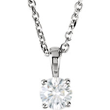 14K White Gold 1/4 CTW Round Diamond 18" Necklace with Chain