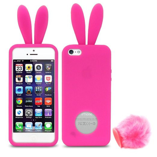 Amazon.com: Fosmon JEL Series Bunny Design Silicone Case for Apple iPhone 5 / 5S (Pink): Cell Phones & Accessories