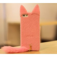 Amazon.com: 3D ear Cute Mink Cat with tail Fur Plush fox Case Cover Shell skin for iphone 5c (pink): Cell Phones & Accessories