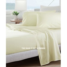 Beige 300 TC 4Pc Cotton Bed Sheet Set 1 Flat Sheet, 1 Fitted Sheet and 2 Pillowcases