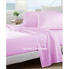 Baby Pink Hypoallergenic 4Pc Cotton Bed Sheet Set 1 Flat Sheet, 1 Fitted Sheet and 2 Pillowcases