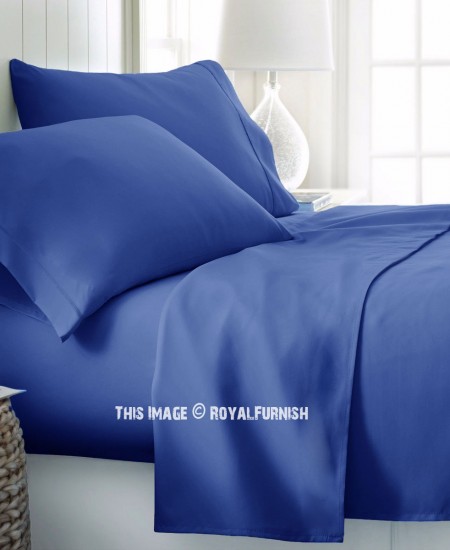 Royal Blue 4Pc Cotton Bed S...