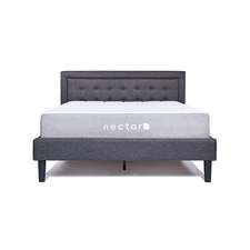 nectar's elegant platform King bed frame with headboard - full furnished look