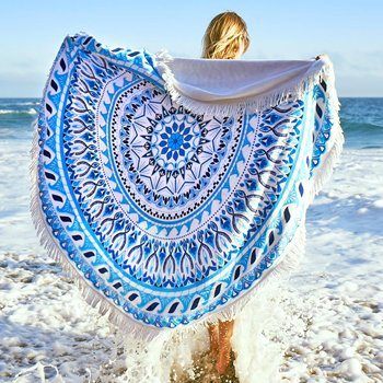 Oasis Towels : Wholesale Blue Aztec Cotton Round Beach Towels Manufacturer USA,UK